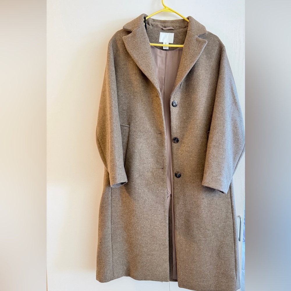 H&M Brown Long Coat-Light brown/beige